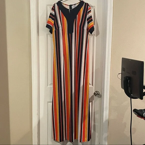 chinese dress ladies Elestria Maxi Dress Orange Stripe main image 1